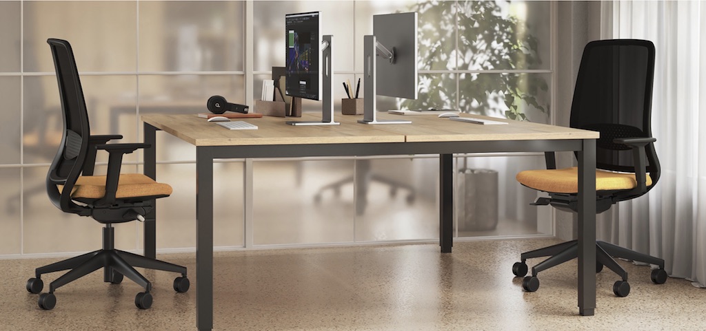 Bureau secrétariat deux personnes pas cher version bench mobel linea tempo